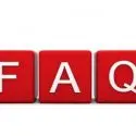 Red blocks displaying the letters "F A Q," representing frequently asked questions related to HVAC and plumbing services.