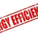 Energy-efficient stamp graphic emphasizing cost-saving and environmentally friendly heating solutions.