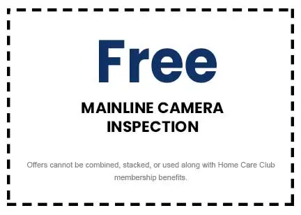 Free mainline camera inspection coupon from The Meridian Company, highlighting cost-saving opportunities for home services.