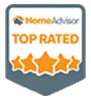 HomeAdvisor Top Rated badge for The Meridian Company, highlighting their trusted plumbing, heating, and electrical services in Lansing and East Lansing.