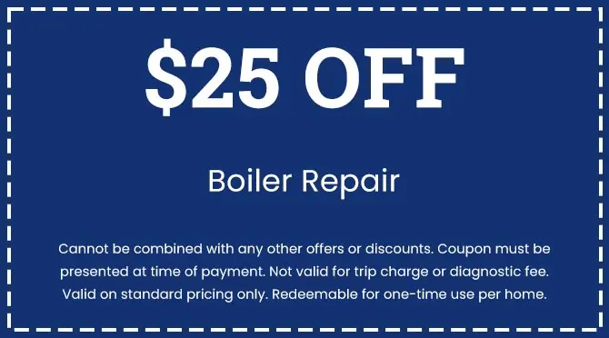 $25 off coupon for boiler repair with terms and conditions for City Plumbing services.
