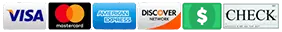 Payment methods accepted by City Plumbing including Visa, MasterCard, American Express, Discover, cash, and check.