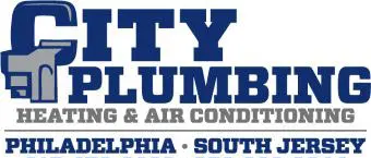 City Plumbing logo featuring plumbing, heating, and air conditioning services, emphasizing expertise in Philadelphia and South Jersey.