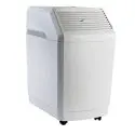 Compact white portable air conditioner on wheels, featured in City Plumbing's indoor comfort solutions.