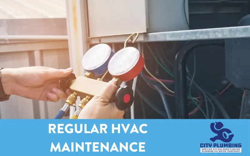 Man performing regular HVAC maintenance on air conditioner