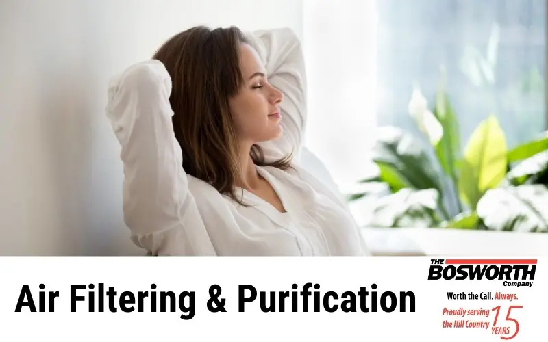 woman breathing clean air as the result of air filtering