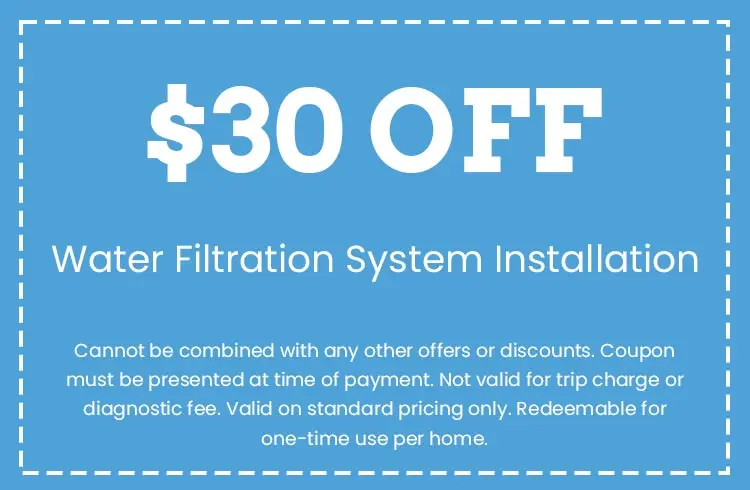 Discount on Water Filtration System Installation