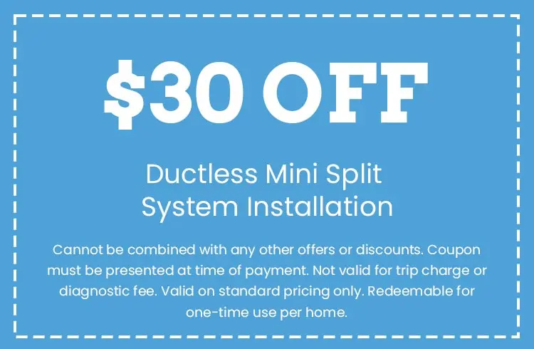 Discount on Ductless Mini Split System Installation
