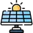 Solar panel with sun icon, symbolizing renewable energy and efficiency, relevant to enhancing household water quality through sustainable practices.