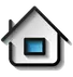 Stylized house icon representing home improvement and plumbing services related to water quality enhancement by Maxwell-White Plumbing.
