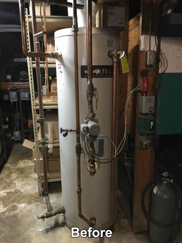 old malfunctioning water heater