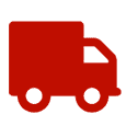 Red delivery truck icon representing Vuksani Service Group's plumbing, heating, and electrical services in New York City.