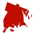 Vuksani Service Group logo featuring a red outline of a map, symbolizing plumbing, heating, and electrical services in New York City.