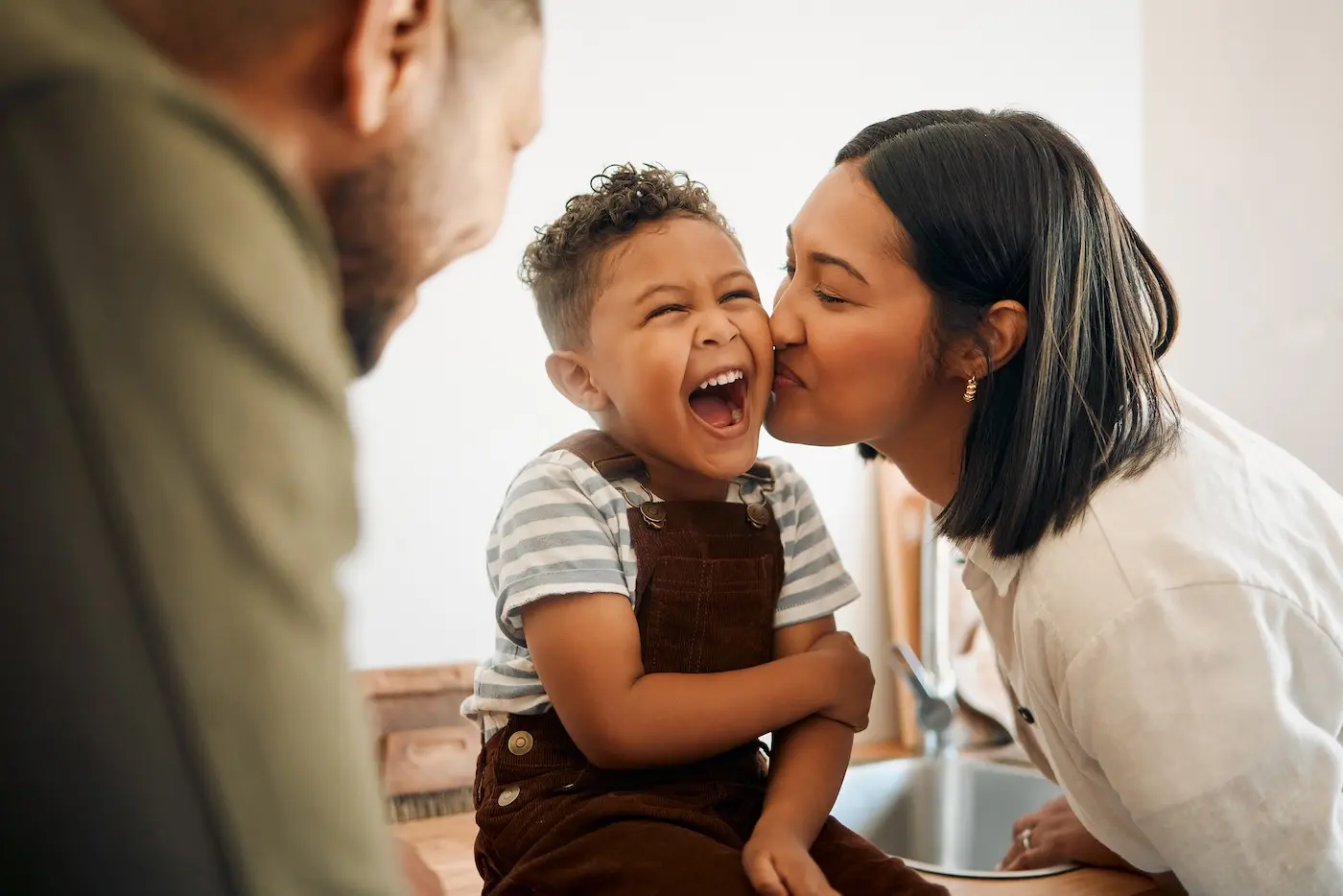 happy family in comfortable home