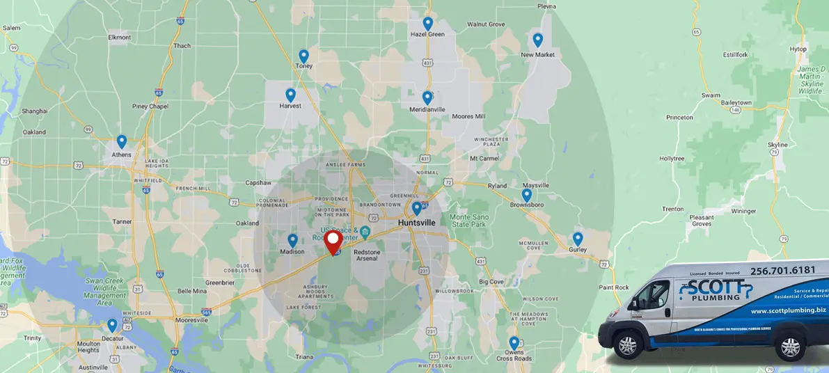 Scott Plumbing service area map