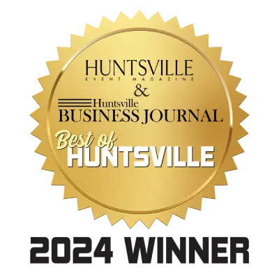 Gold award seal for Scott Plumbing, recognized as 2024 Best of Huntsville by Huntsville Event Magazine and Huntsville Business Journal.