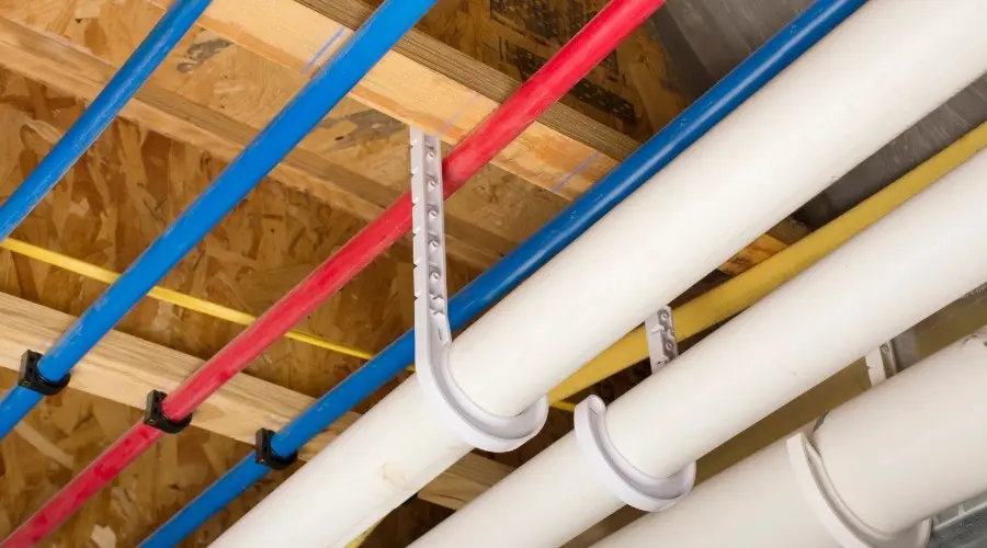 New water supply lines and pipes for whole-home repiping installation.