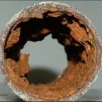 Corroded pipe showing significant rust and deterioration, highlighting plumbing maintenance needs by Quahog Plumbing.