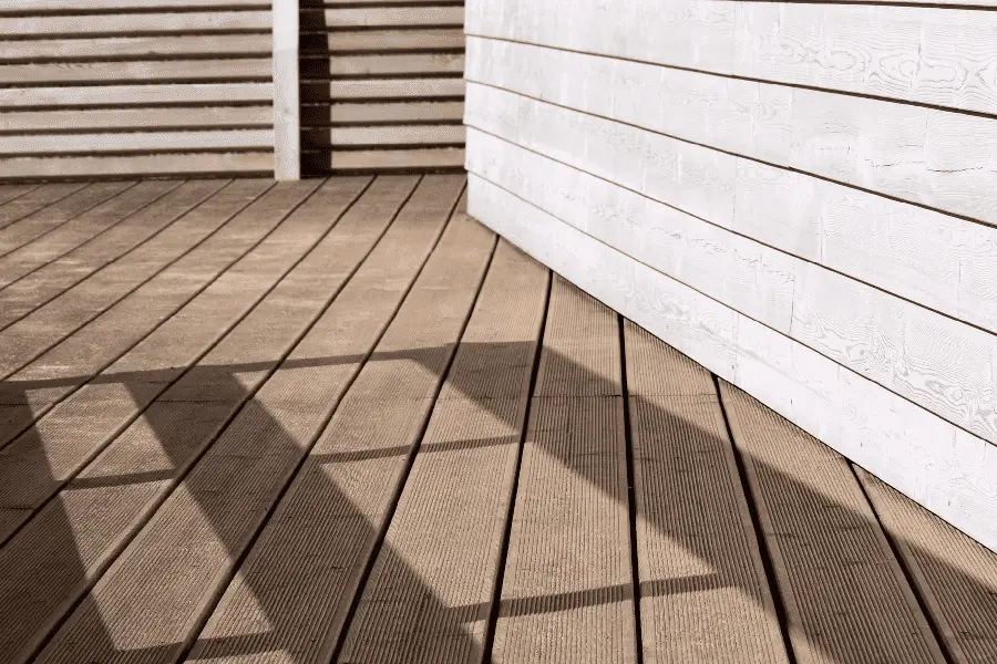 close-up of a home's wood deck