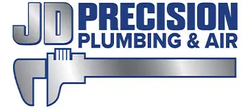JD Precision Plumbing & Air logo featuring a wrench and calipers.