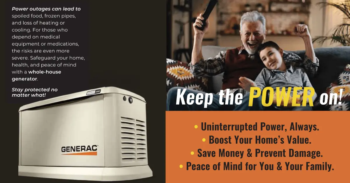 Whole-Home Generator Installation in North Houston: Now Available from JD Precision Plumbing & Air