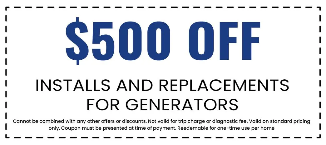 Discount on installs and replacements for generators