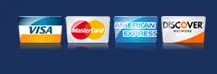 Payment methods accepted by Hancock & Son Plumbing, Heating and Air Conditioning, including Visa, MasterCard, American Express, and Discover.