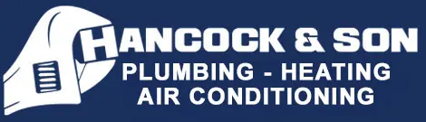 Hancock & Son logo with plumbing equipment; professional plumbing, heating, and air conditioning services in Salisbury.