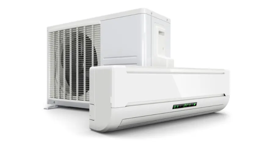 Modern air conditioning unit and compressor, featuring a sleek design and efficient control panel, by Hancock & Son.