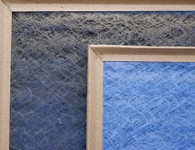 Air filters showing dirt and dust accumulation, emphasizing the importance of timely cleaning or replacement for improved indoor air quality and allergy management.