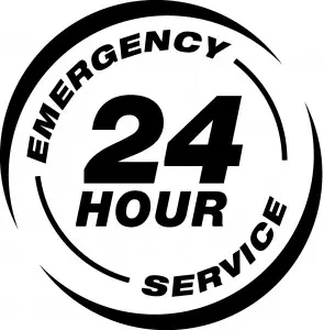 Steps To Take In Case Of A Plumbing Emergency In Arlington Emergency 24-hour plumbing service logo emphasizing availability for urgent plumbing needs.