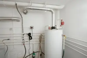 Boiler Boiler system in a home, highlighting pipes and connections, relevant to maintenance and repair discussions.