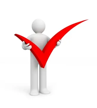 Hiring the Right Plumbing Contractor for Your Arlington Home Renovation Project Person holding a large red check mark symbolizing approval and the importance of hiring the right plumbing contractor for home renovation projects.