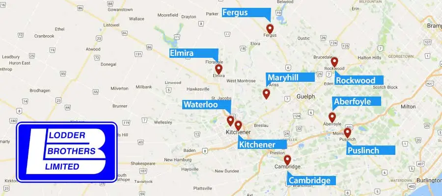 Lodder Brothers Limited - Service Area Map
