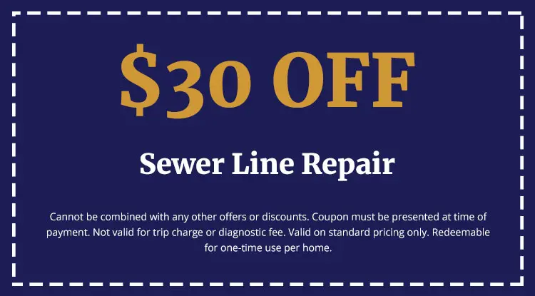 $30 off coupon for sewer line repair services from Charles Krull & Son, Inc., featuring terms and conditions for use.