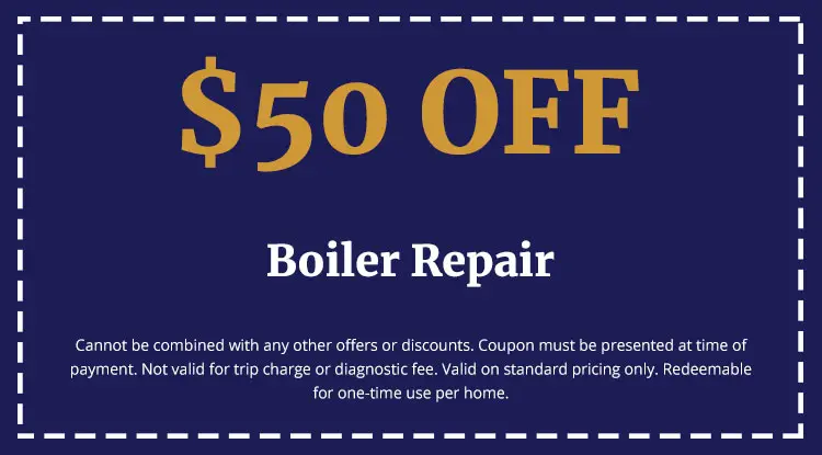 $50 off boiler repair coupon from Charles Krull & Son, Inc., featuring terms and conditions for service discounts.