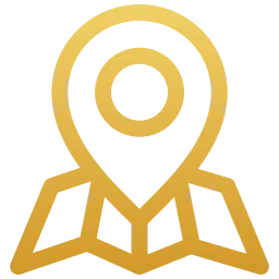 Aces Auto Elite - Yellow map pin icon on top of a simple map outline, symbolizing a location or place marker. The design is minimalistic with bold lines on a transparent background. | Arizona Luxury & Exotic Car Service