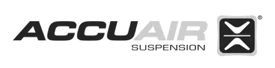 Aces Auto Elite - AccuAir Suspension logo in black and gray, featuring the word ACCUAIR SUSPENSION and a stylized X symbol inside a rounded square on the right. | Arizona Luxury & Exotic Car Service