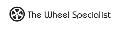 Aces Auto Elite - Logo for The Wheel Specialist featuring a black stylized car wheel icon to the left of the business name in modern, rounded black text on a light gray background. | Arizona Luxury & Exotic Car Service