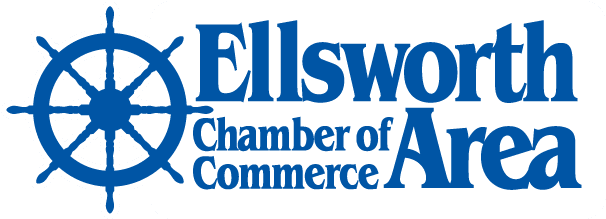 Ellsworth Area Chamber Logo blue white outline