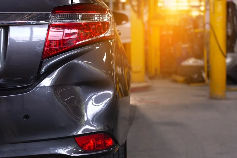 Bumper damage being repaired at 850 Autos Collision Center in Tallahassee
