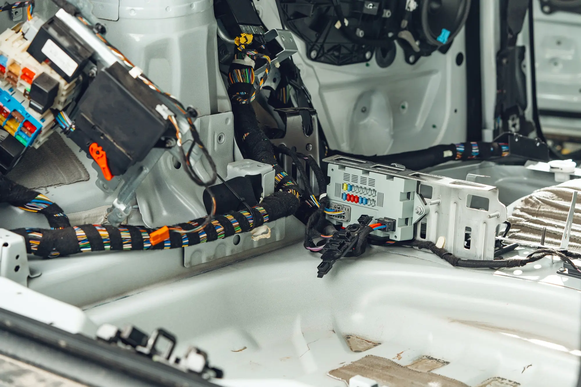 Electric wiring system with colorful wires in the car