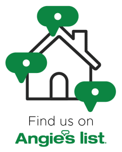 Find us on Angie's List with house icon and speech bubbles indicating customer reviews for Aqua Dry Basement Waterproofing services.