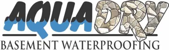 Aqua Dry Basement Waterproofing logo featuring stylized text with blue and stone textures, representing waterproofing solutions for basements in Richboro, PA.