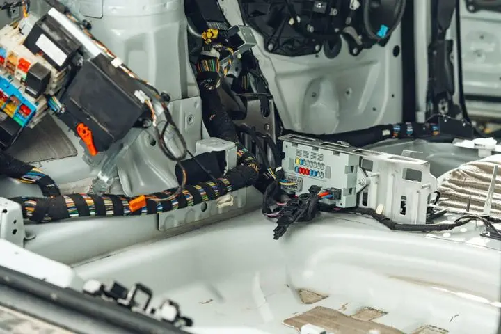 Electric wiring system with colorful wires in the car