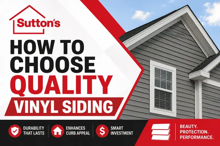 How to Choose Quality Vinyl Siding: What Central Illinois Homeowners Should Look For Sutton's guide to choosing quality vinyl siding featuring a modern home with gray vinyl siding and tips for selecting durable, attractive, and long-lasting siding for your home.