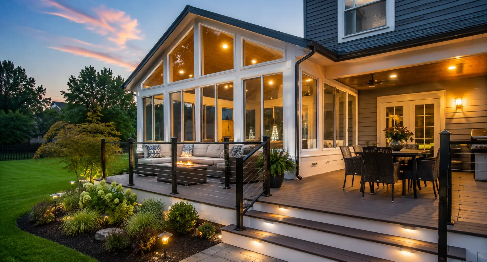 Home Improvement Cost in Springfield, IL Home improvement cost Springfield IL — recent sunroom and deck project by Sutton's