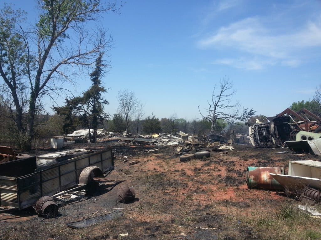 Scene after a devastating fire