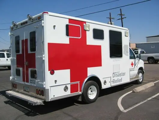 Commercial vehicle with Red Cross logo