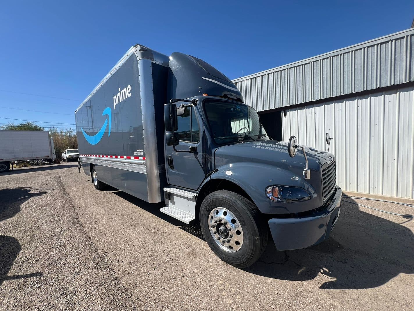 Fleet truck undergoing service work